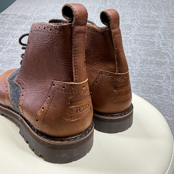 Toms Broque Brown Leather Vibram Sole Lace Up Men Boot Size 7.5 main image 8